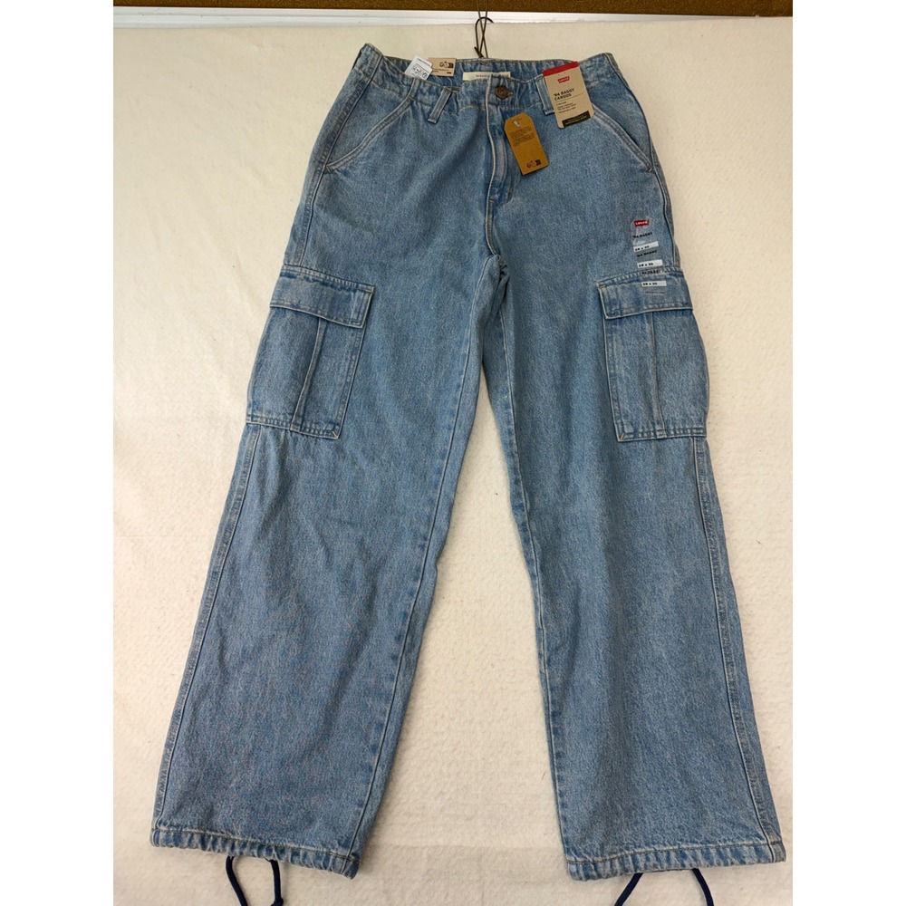 Levis 94 Baggy Cargo Jeans Womens 28x30 Wide Leg Adjustable Hem New With Tags